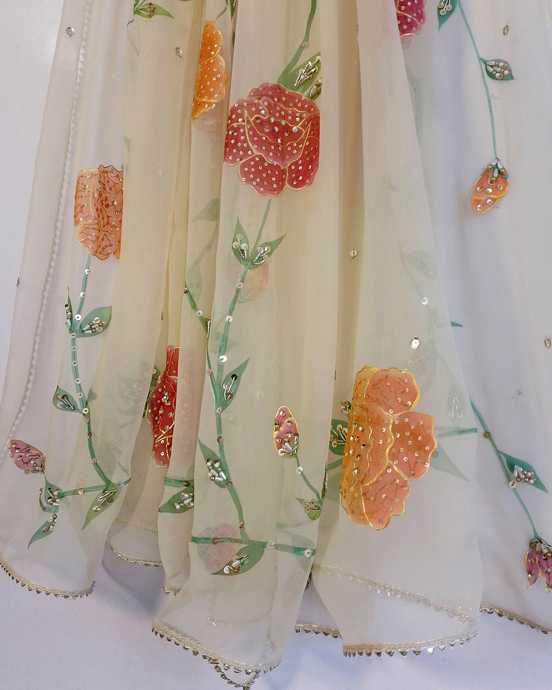 HAND PAINTED PURE CHIFFON DUPATTA