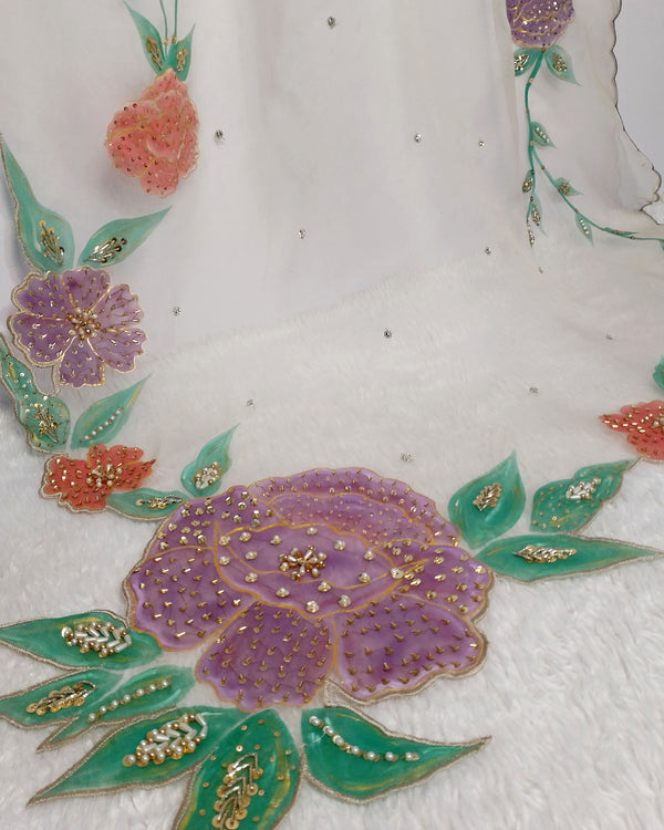 HAND PAINTED PURE ORGANZA DUPATTA