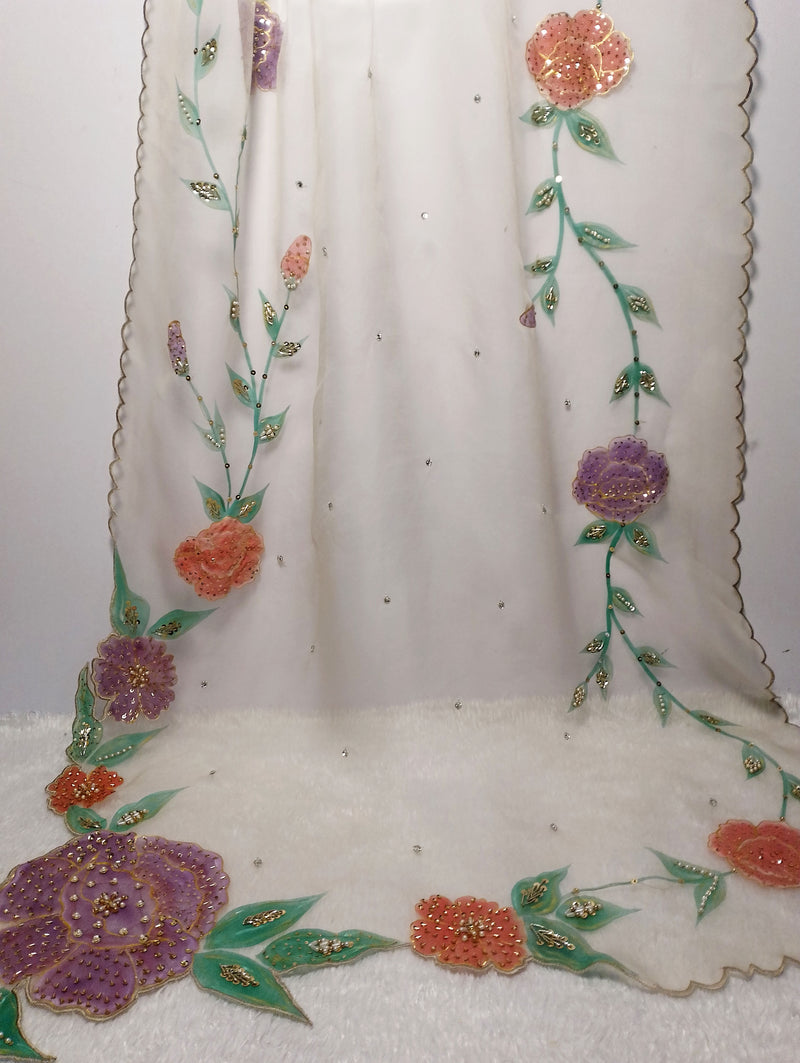 HAND PAINTED PURE ORGANZA DUPATTA