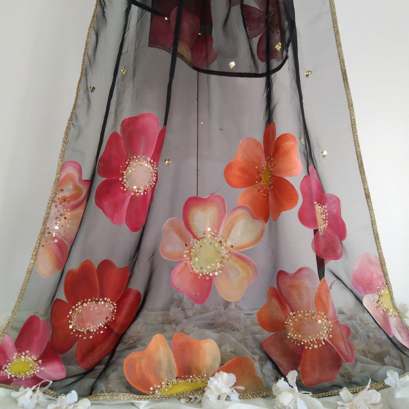 HAND PAINTED PURE ORGANZA DUPATTA