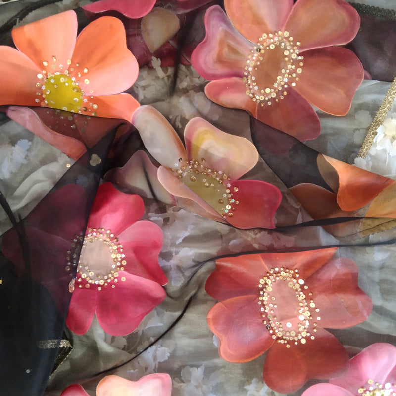 HAND PAINTED PURE ORGANZA DUPATTA