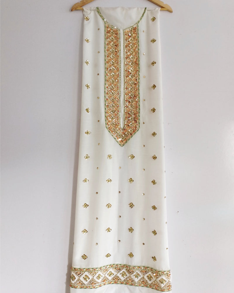 TWO PIECE RAW SILK SHIRT AND PURE SILK ORGANZA DUPATTA (UNSTICHED)